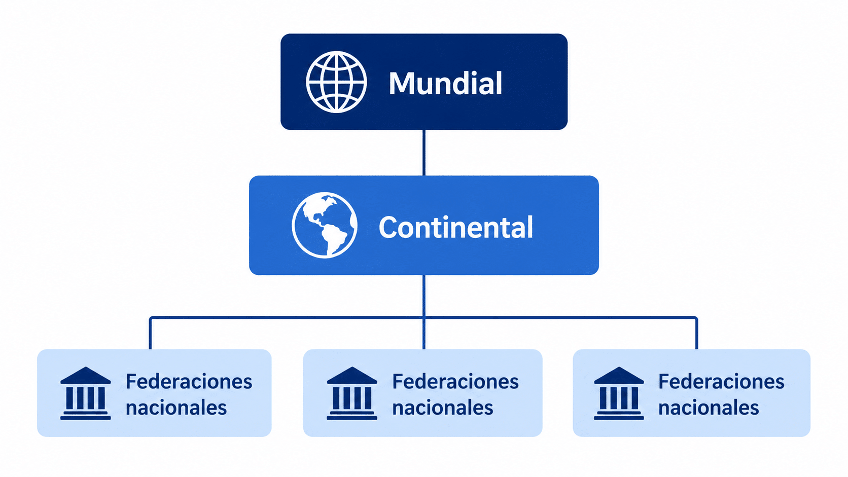 Diagrama jerárquico de la organización de la natación mundial, continental y nacional